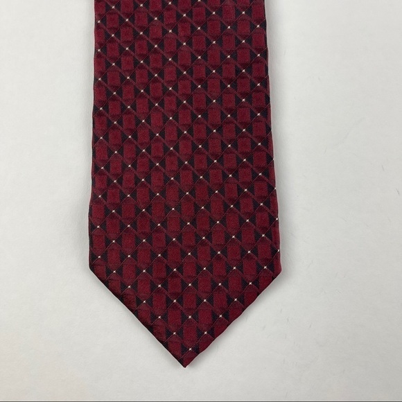 Cremieux Tie Mens Burgundy Red Boxes - Picture 3 of 4